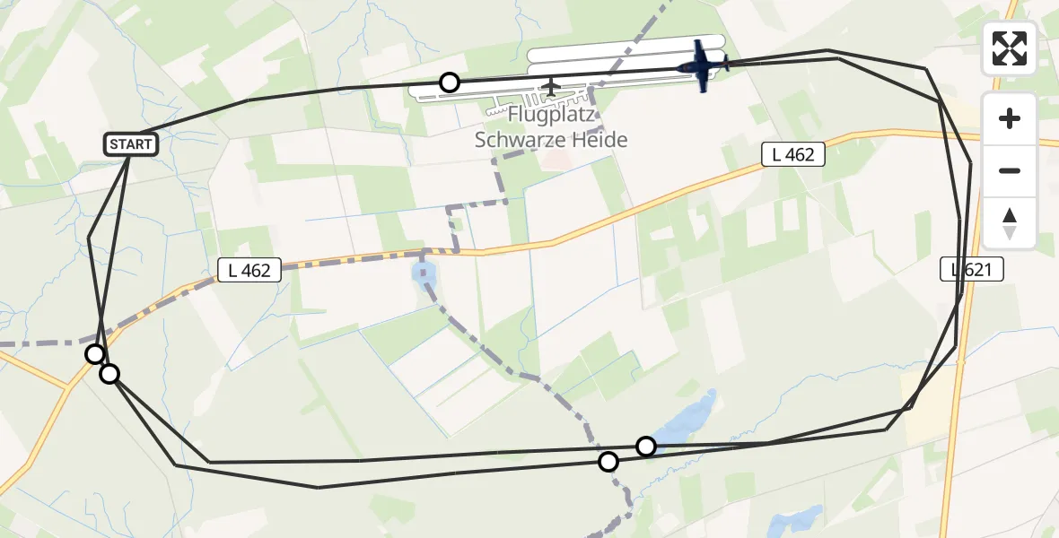 Flugroute Polizeiflugzeug Hünxe - Bottrop, 03 Juli 2026, 08:15