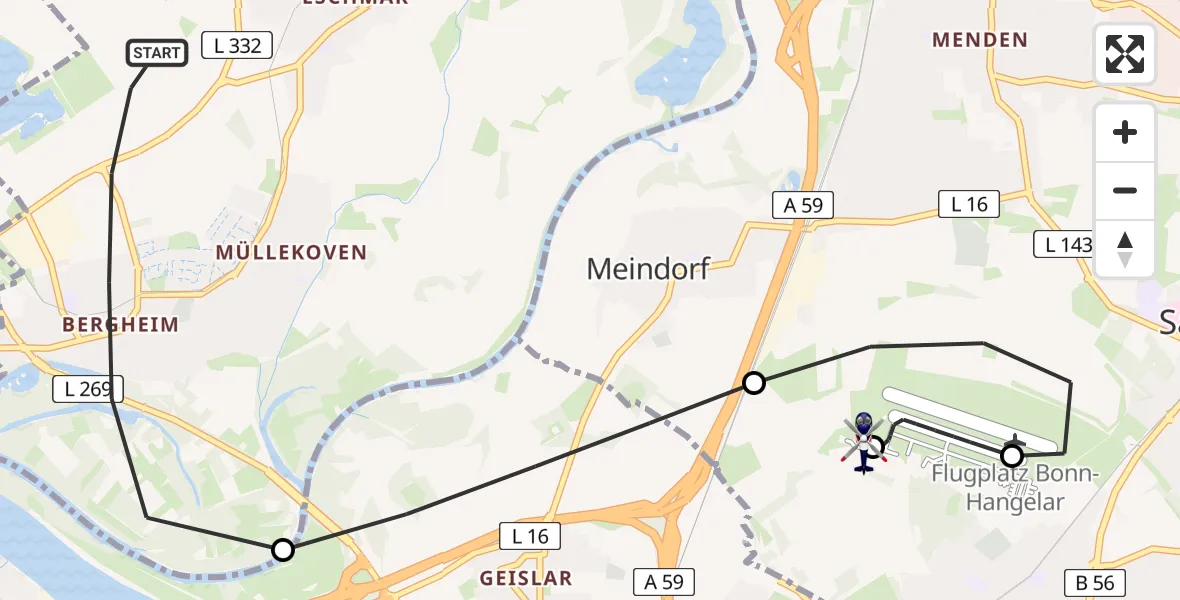 Flugroute Polizeihubschrauber Troisdorf - Sankt Augustin, 03 Juli 2026, 08:18