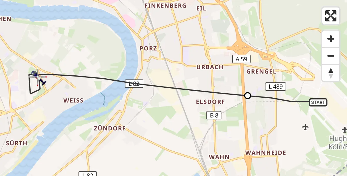 Flugroute Polizeihubschrauber Köln Bonn Flughafen - Köln, 03 Juli 2026, 08:30
