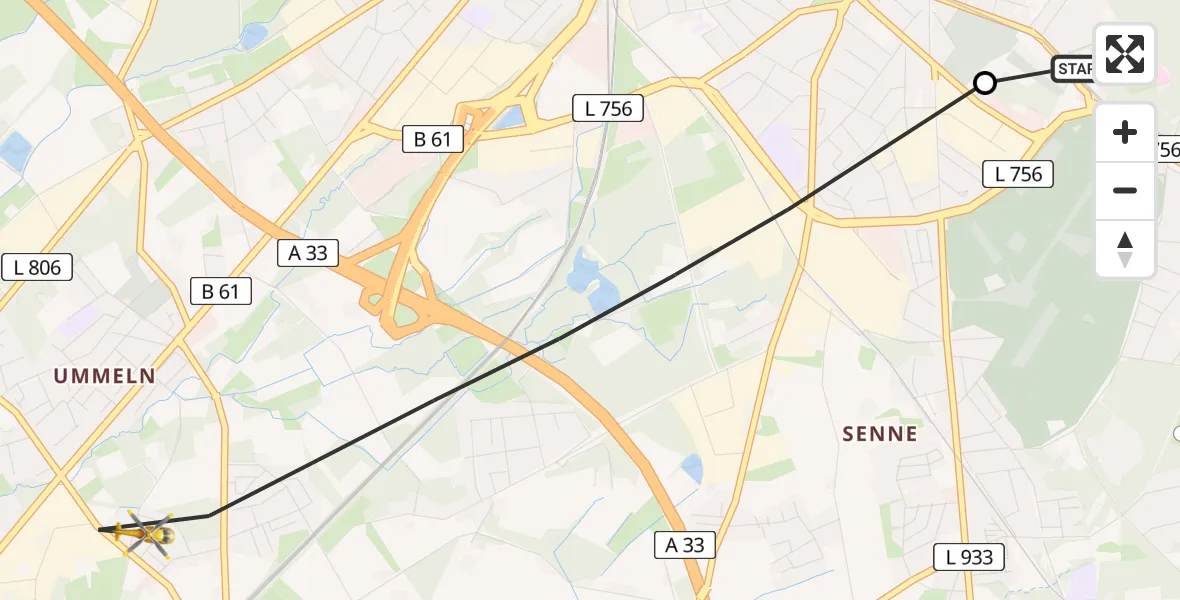Flugroute Rettungshubschrauber Luftrettungszentrum Bielefeld - Bielefeld, 03 Juli 2026, 09:01