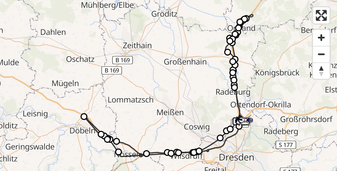 Flugroute Polizeihubschrauber Dresden Flughafen - Dresden Flughafen, 03 Juli 2026, 09:47