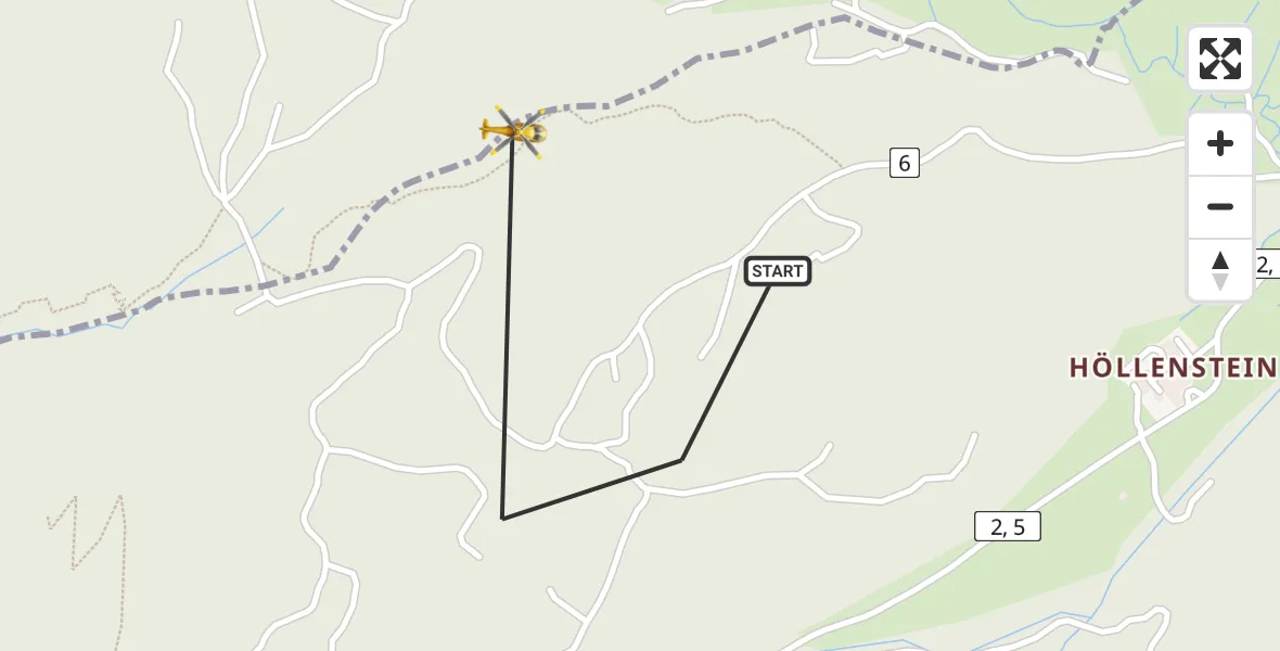 Flugroute Rettungshubschrauber Eschenlohe - Schwaigen, 03 Juli 2026, 10:29