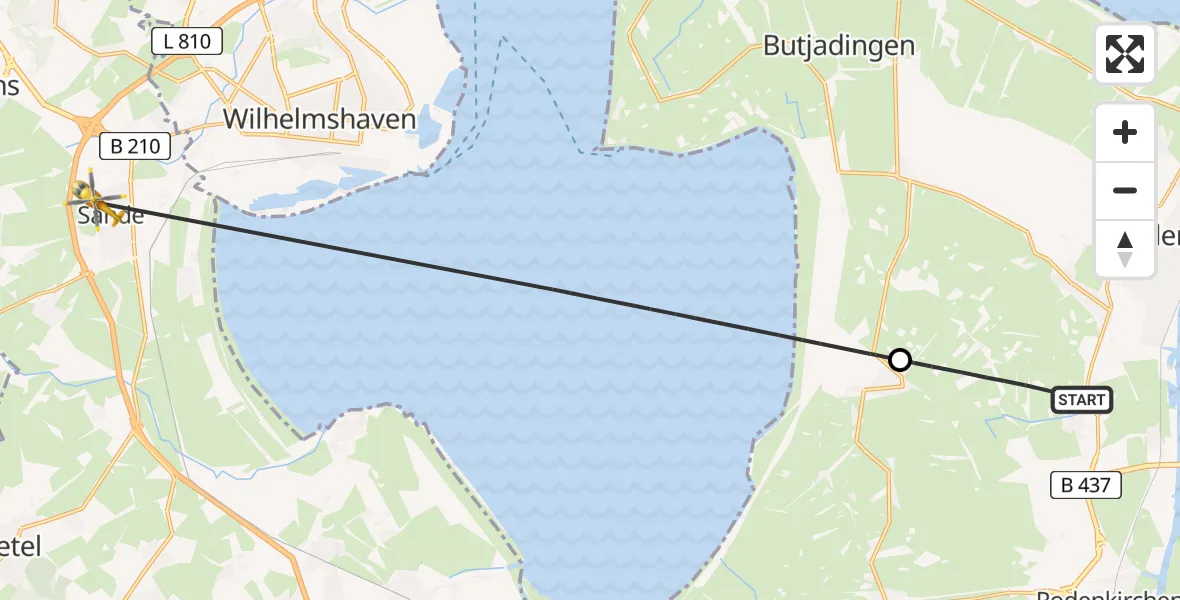 Flugroute Rettungshubschrauber Nordenham - Sande, 03 Juli 2026, 10:50