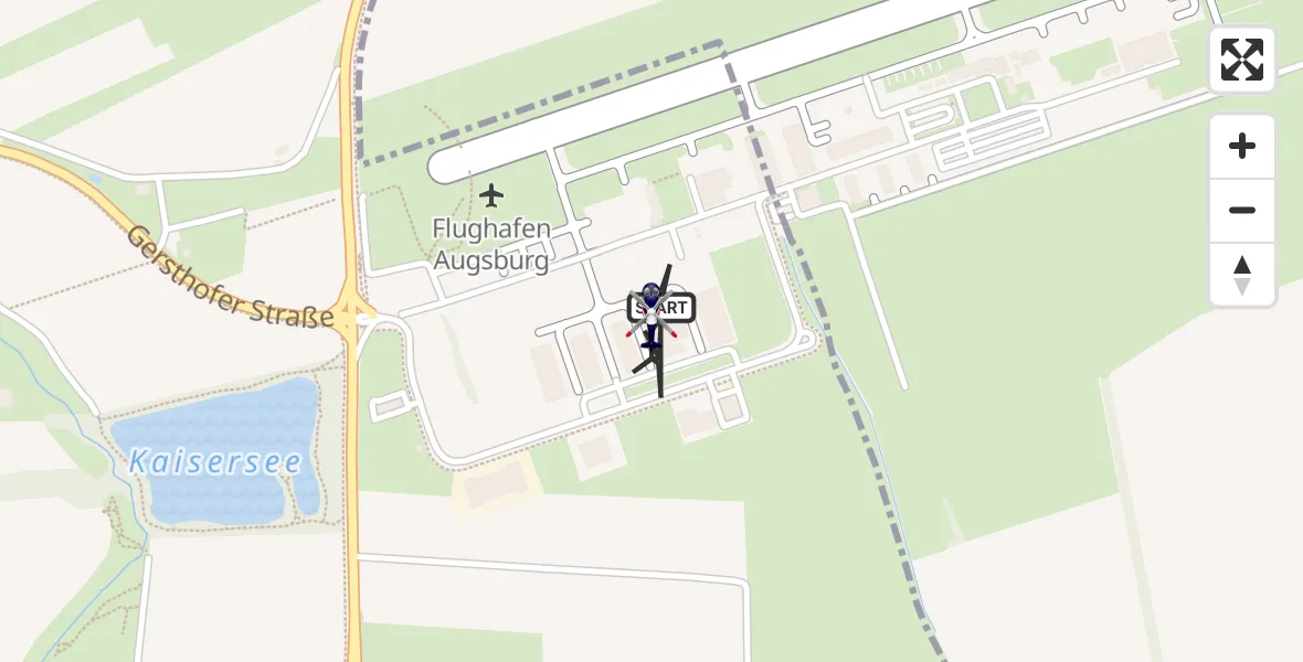 Flugroute Polizeihubschrauber Augsburg Flughafen - Augsburg Flughafen, 03 Juli 2026, 11:26