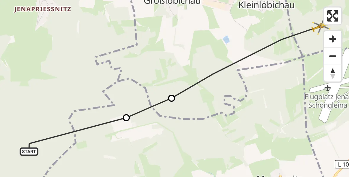 Flugroute Rettungshubschrauber Jena - Bürgel, 03 Juli 2026, 11:41