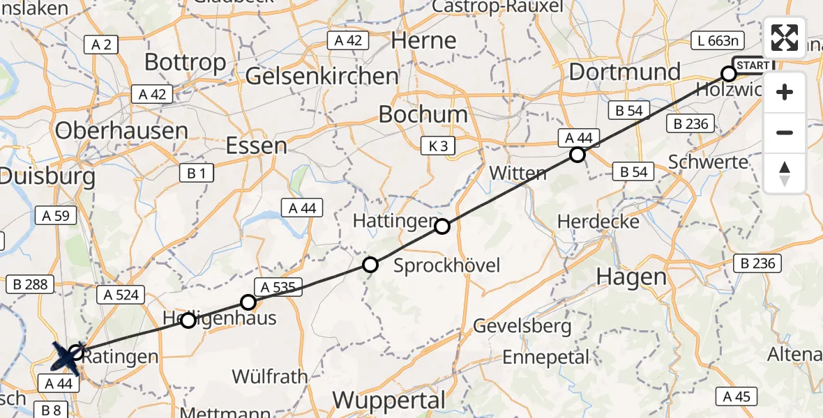 Flugroute Polizeiflugzeug Dortmund Flughafen - Düsseldorf Flughafen, 03 Juli 2026, 13:04