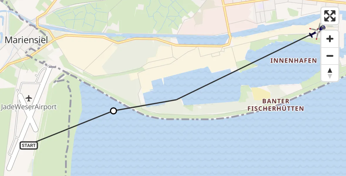Flugroute Polizeihubschrauber JadeWeser Flughafen - Wilhelmshaven, 03 Juli 2026, 13:21