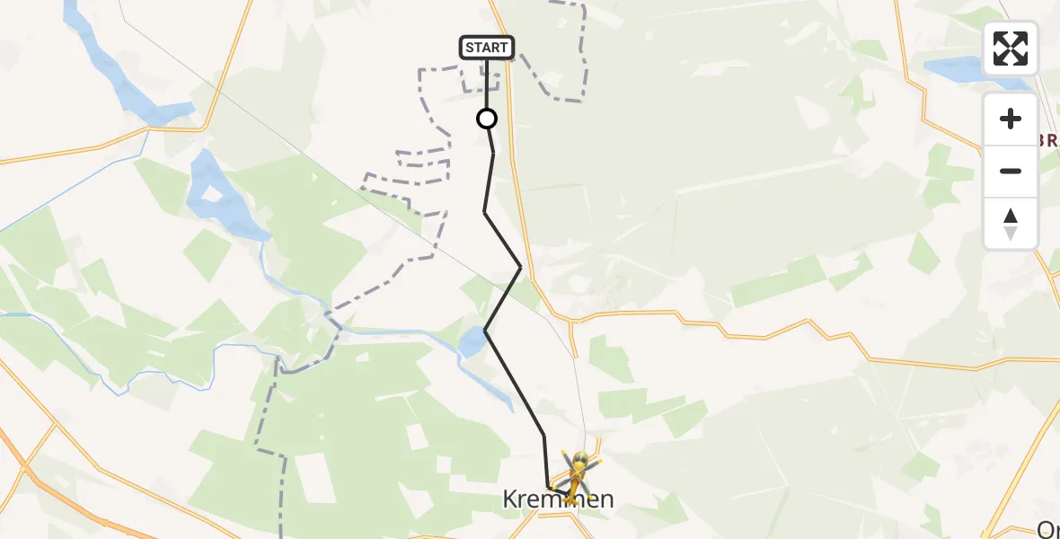 Flugroute Rettungshubschrauber Rüthnick - Kremmen, 03 Juli 2026, 13:22