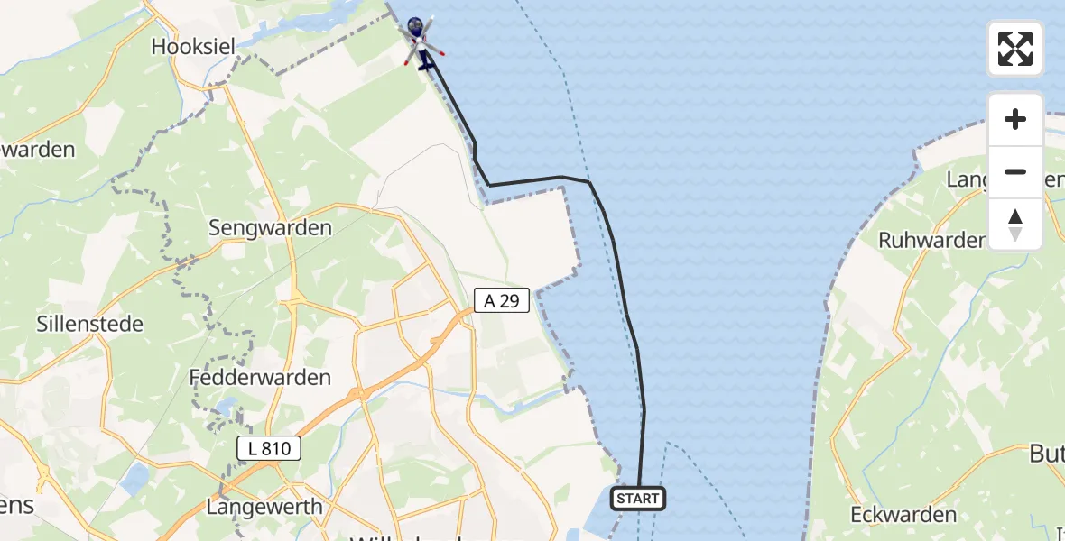 Flugroute Polizeihubschrauber Wilhelmshaven - Wilhelmshaven, 03 Juli 2026, 13:25