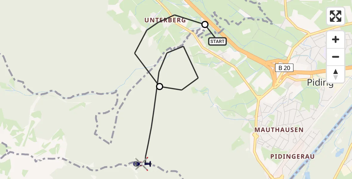 Flugroute Polizeihubschrauber Piding - Piding, 03 Juli 2026, 13:46