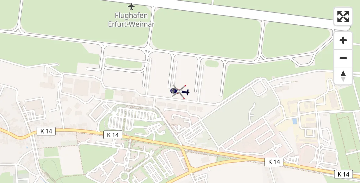 Flugroute Polizeihubschrauber Erfurt-Weimar Flughafen - Erfurt-Weimar Flughafen, 03 Juli 2026, 14:31