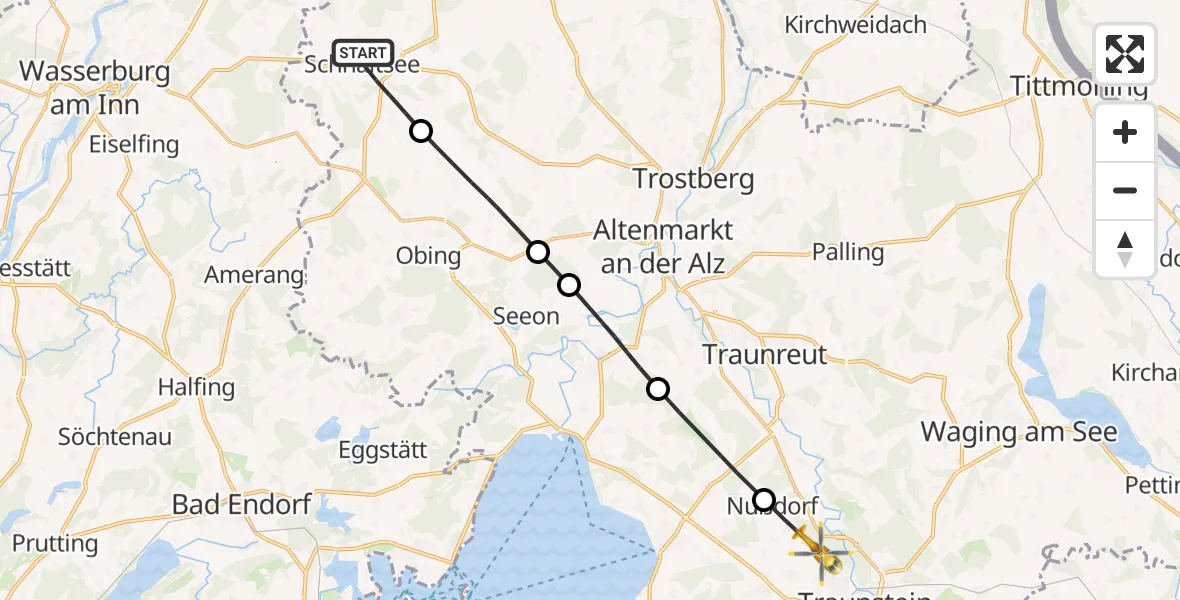 Flugroute Rettungshubschrauber Schnaitsee - Traunstein, 03 Juli 2026, 14:41