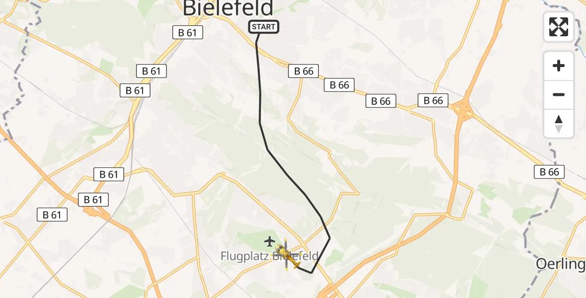 Flugroute Rettungshubschrauber Bielefeld - Bielefeld, 03 Juli 2026, 15:00
