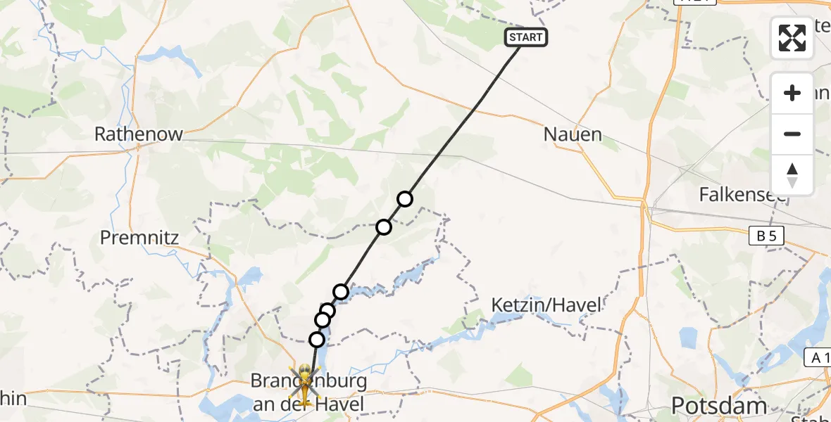 Flugroute Rettungshubschrauber Nauen - Brandenburg an der Havel, 03 Juli 2026, 15:17