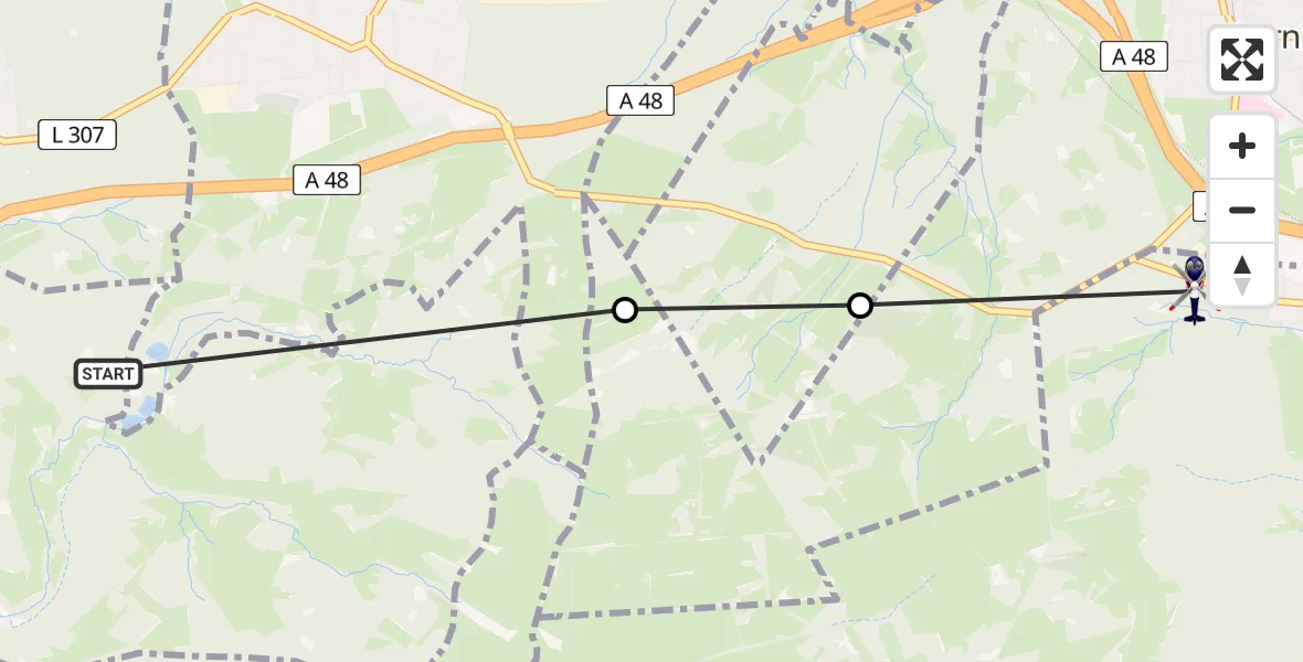 Flugroute Polizeihubschrauber Höhr-Grenzhausen - Montabaur, 03 Juli 2026, 15:25