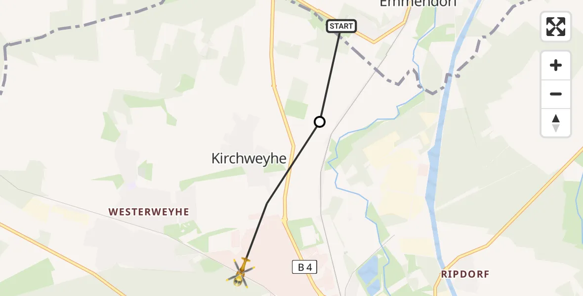 Flugroute Rettungshubschrauber Emmendorf - Uelzen, 03 Juli 2026, 15:30