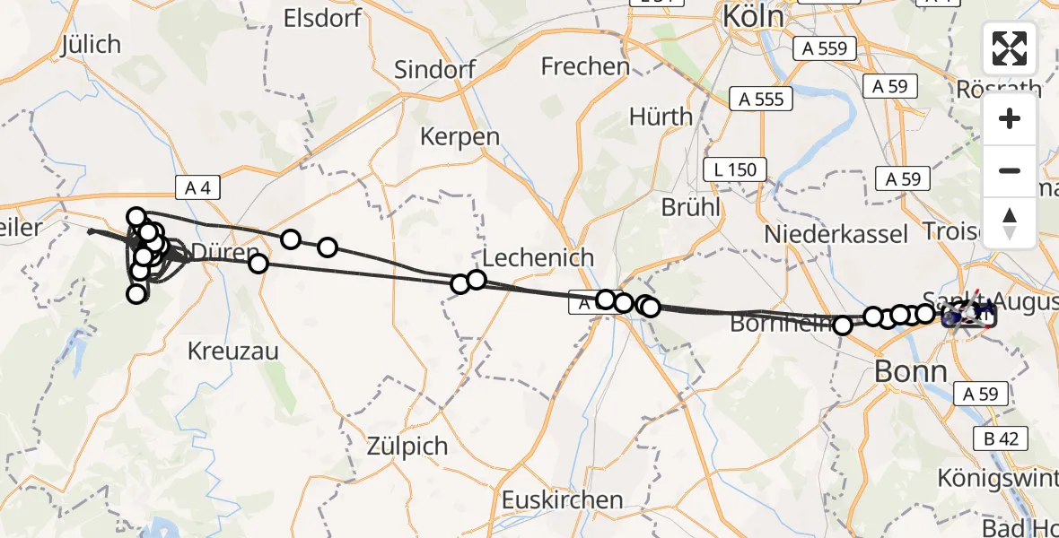 Flugroute Polizeihubschrauber Sankt Augustin - Sankt Augustin, 03 Juli 2026, 16:21