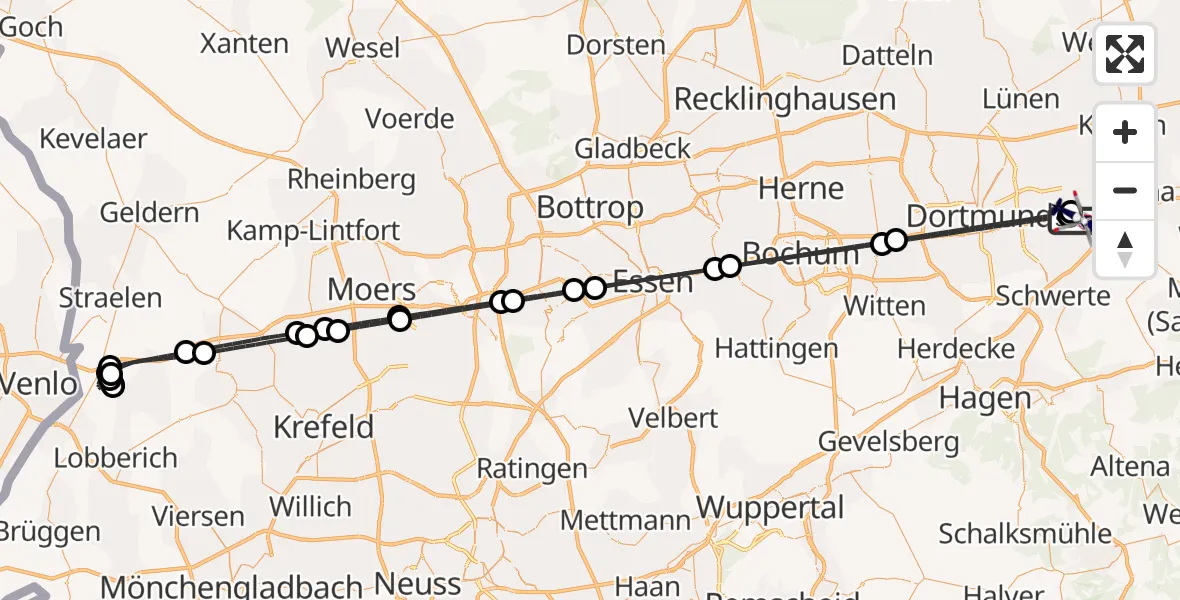 Flugroute Polizeihubschrauber Dortmund Flughafen - Dortmund Flughafen, 03 Juli 2026, 17:51