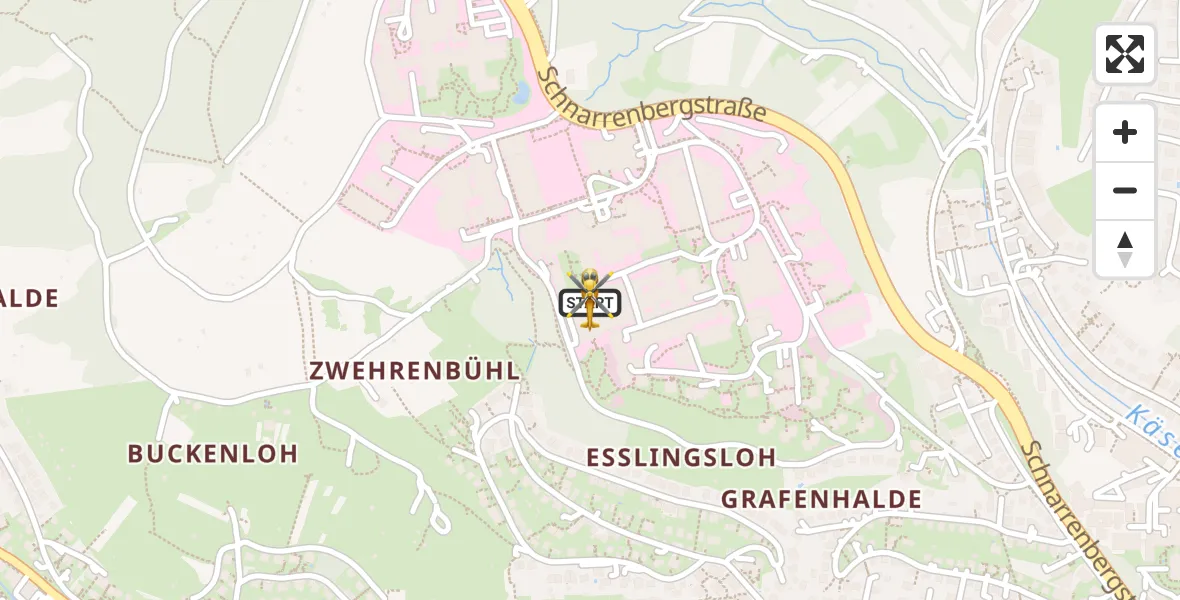 Flugroute Rettungshubschrauber Tübingen University Hospital - Tübingen University Hospital, 03 Juli 2026, 18:23