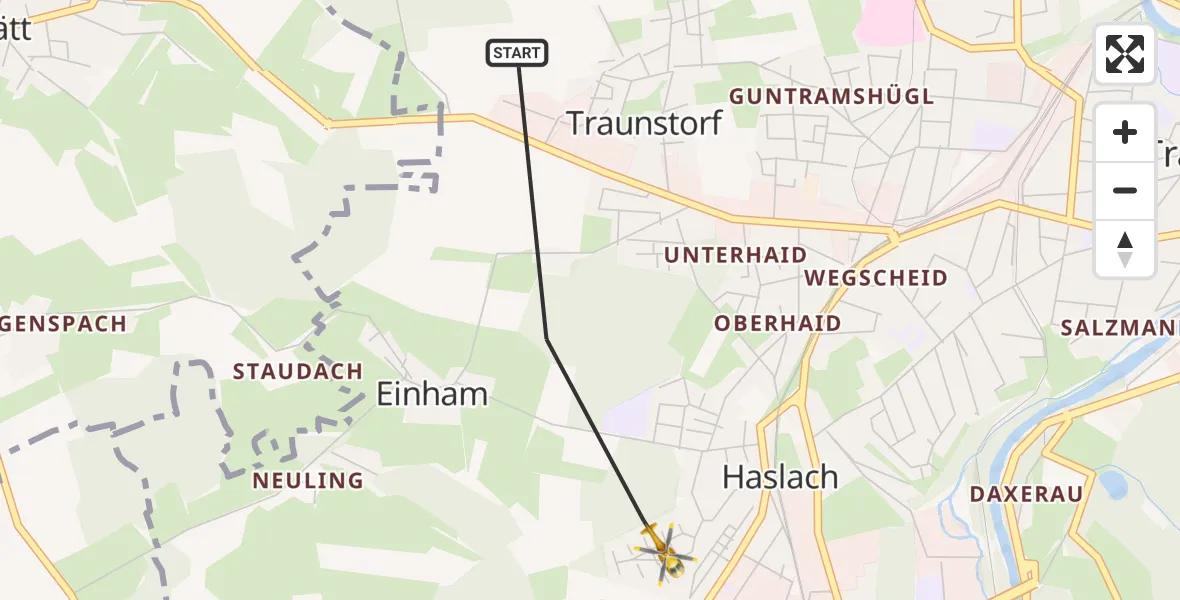 Flugroute Rettungshubschrauber Traunstein - Traunstein, 03 Juli 2026, 18:29