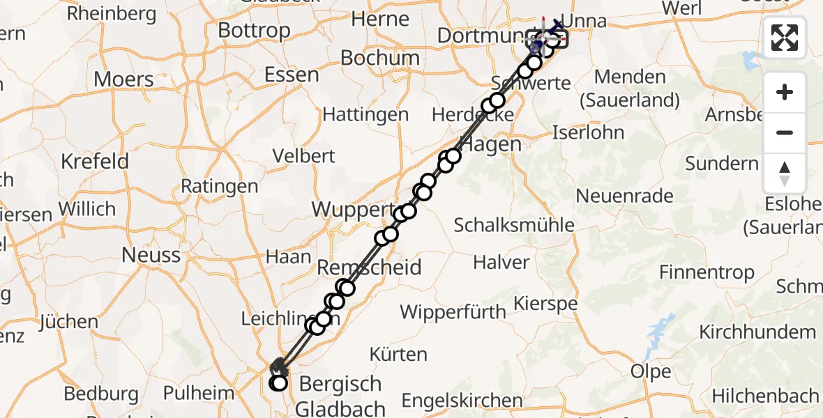 Flugroute Polizeihubschrauber Dortmund Flughafen - Dortmund Flughafen, 03 Juli 2026, 19:38