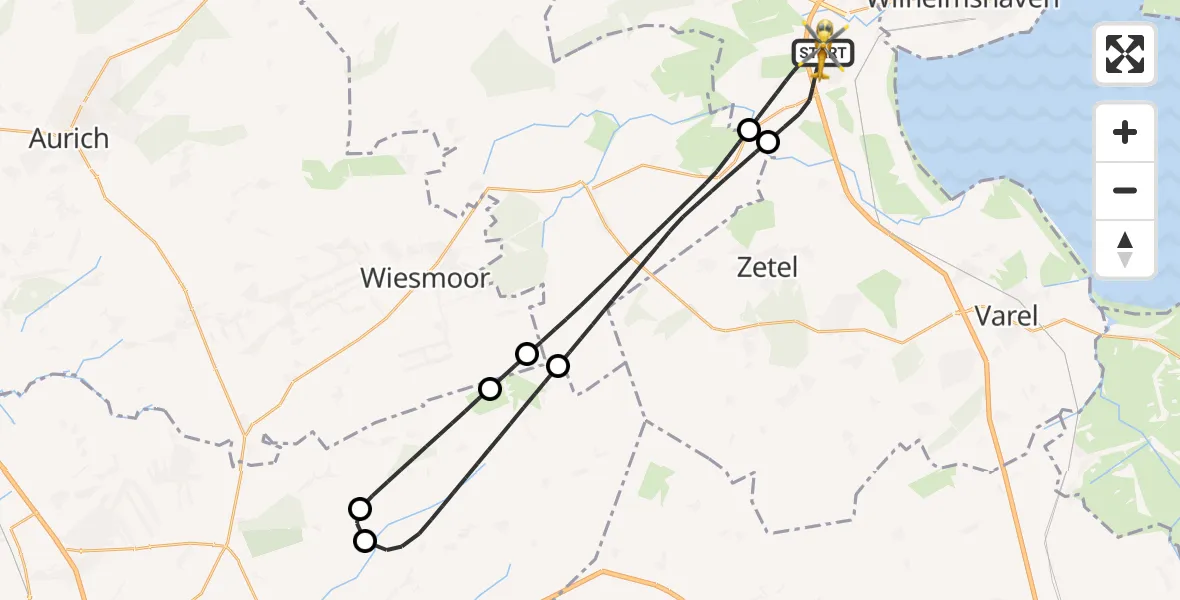 Flugroute Rettungshubschrauber Sande - Sande, 03 Juli 2026, 21:23