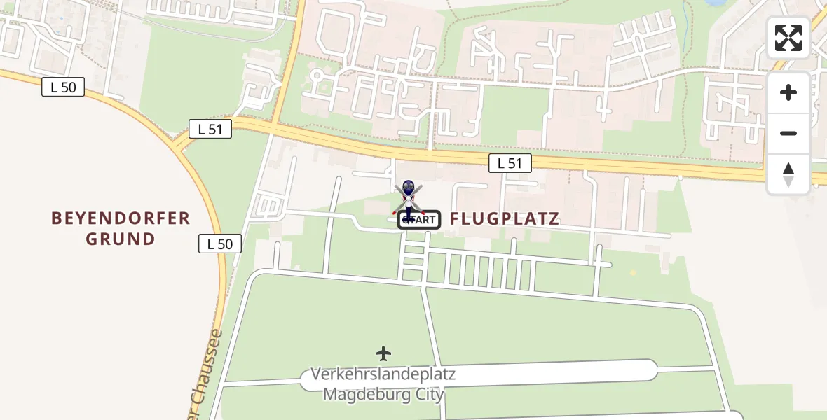Flugroute Polizeihubschrauber Magdeburg City Flugplatz - Magdeburg City Flugplatz, 04 Juli 2026, 00:02