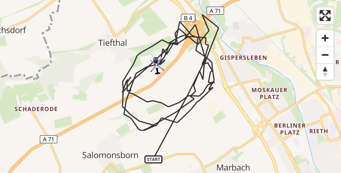 Flugroute Polizeihubschrauber Erfurt - Erfurt, 04 Juli 2026, 04:31