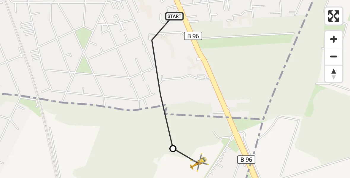 Flugroute Rettungshubschrauber Berlin - Blankenfelde-Mahlow, 04 Juli 2026, 05:04