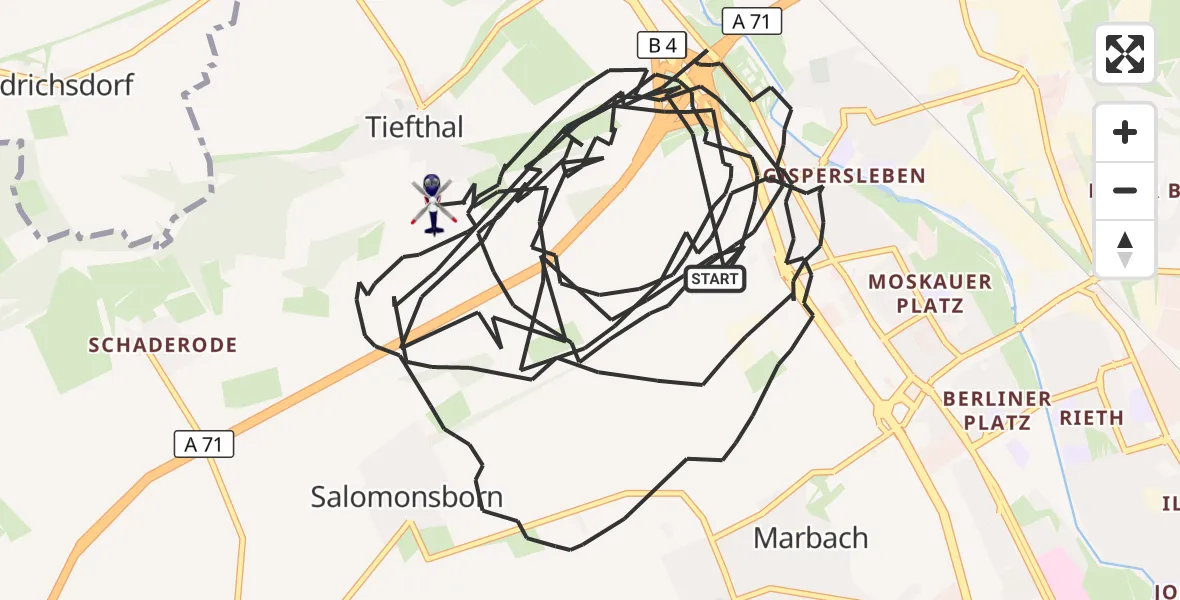 Flugroute Polizeihubschrauber Erfurt - Erfurt, 04 Juli 2026, 05:13