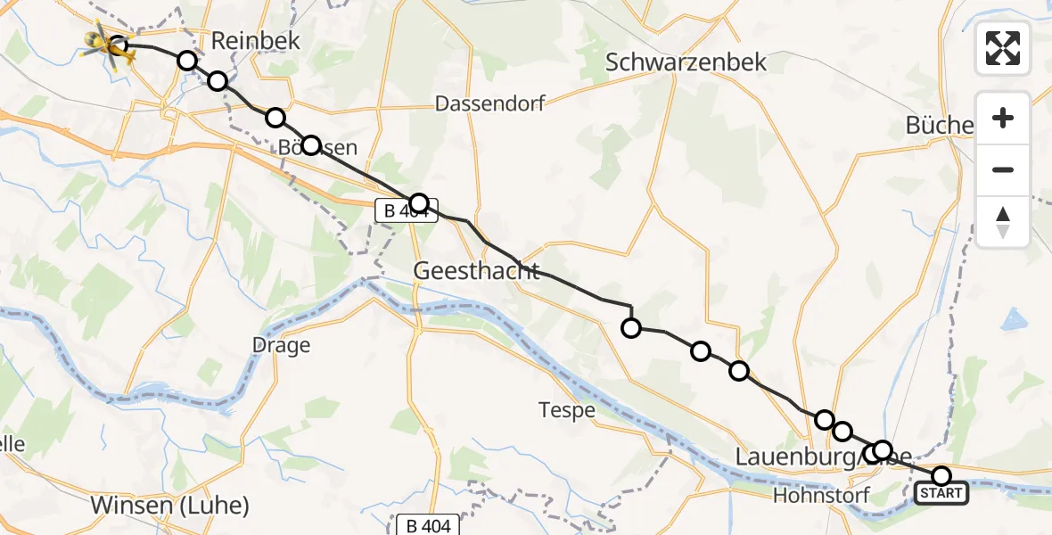Flugroute Rettungshubschrauber Hittbergen - Christoph Hansa ADAC Hubschrauberlandeplatz, 04 Juli 2026, 05:48