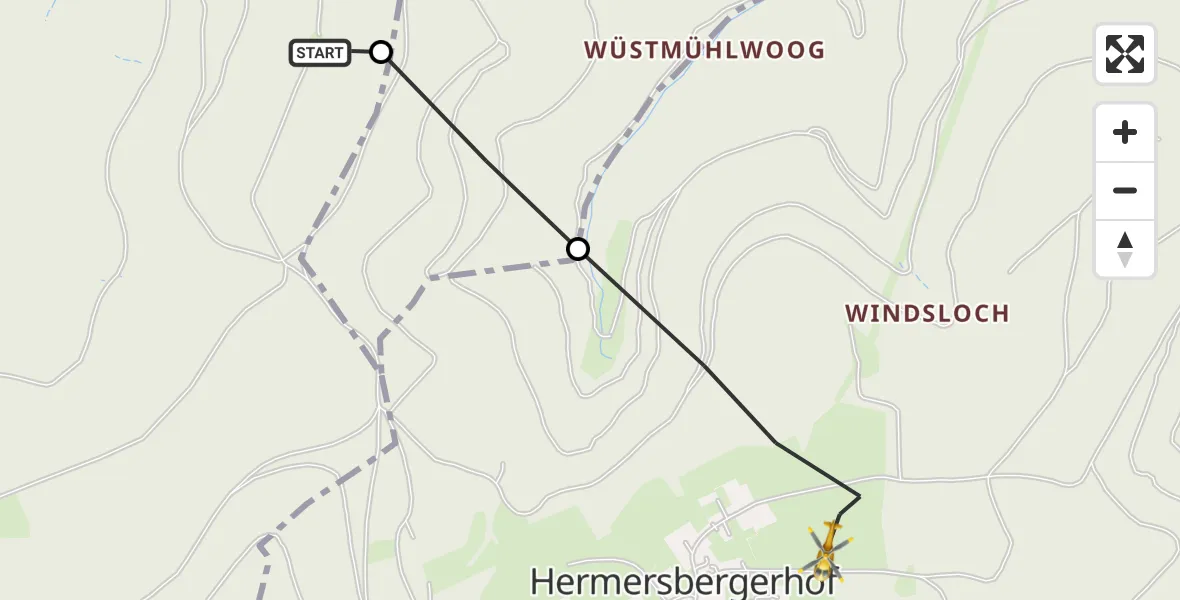 Flugroute Rettungshubschrauber Merzalben - Wilgartswiesen, 04 Juli 2026, 06:53