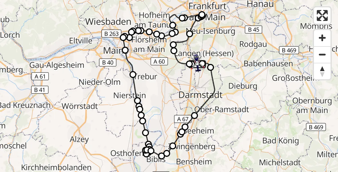 Flugroute Polizeihubschrauber Flughafen Frankfurt-Egelsbach - Flughafen Frankfurt-Egelsbach, 04 Juli 2026, 06:57
