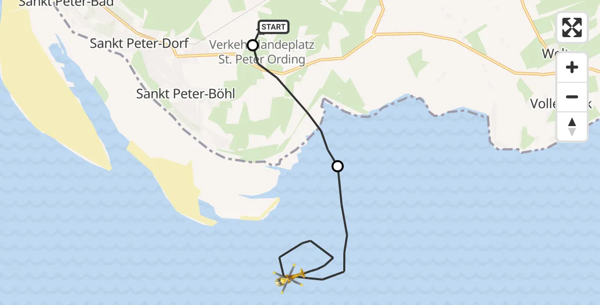 Flugroute Ambulanzhubschrauber Sankt Peter-Ording Flughafen - Tating, 04 Juli 2026, 08:18
