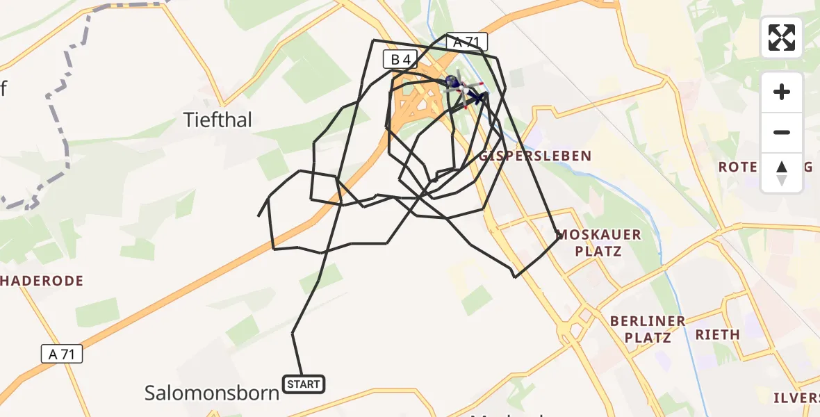 Flugroute Polizeihubschrauber Erfurt - Erfurt, 04 Juli 2026, 08:28