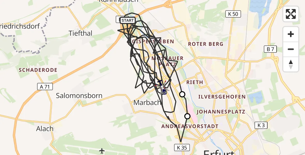 Flugroute Polizeihubschrauber Erfurt - Erfurt, 04 Juli 2026, 08:56