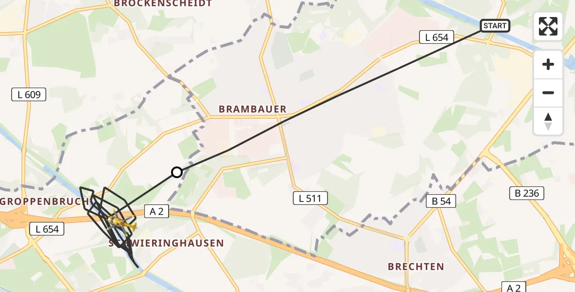 Flugroute Rettungshubschrauber Lünen - Dortmund, 04 Juli 2026, 09:12