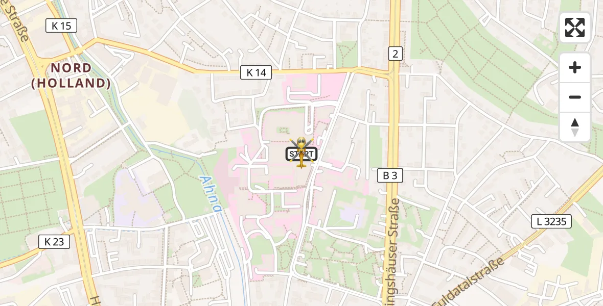 Flugroute Rettungshubschrauber Kassel - Kassel, 04 Juli 2026, 09:56