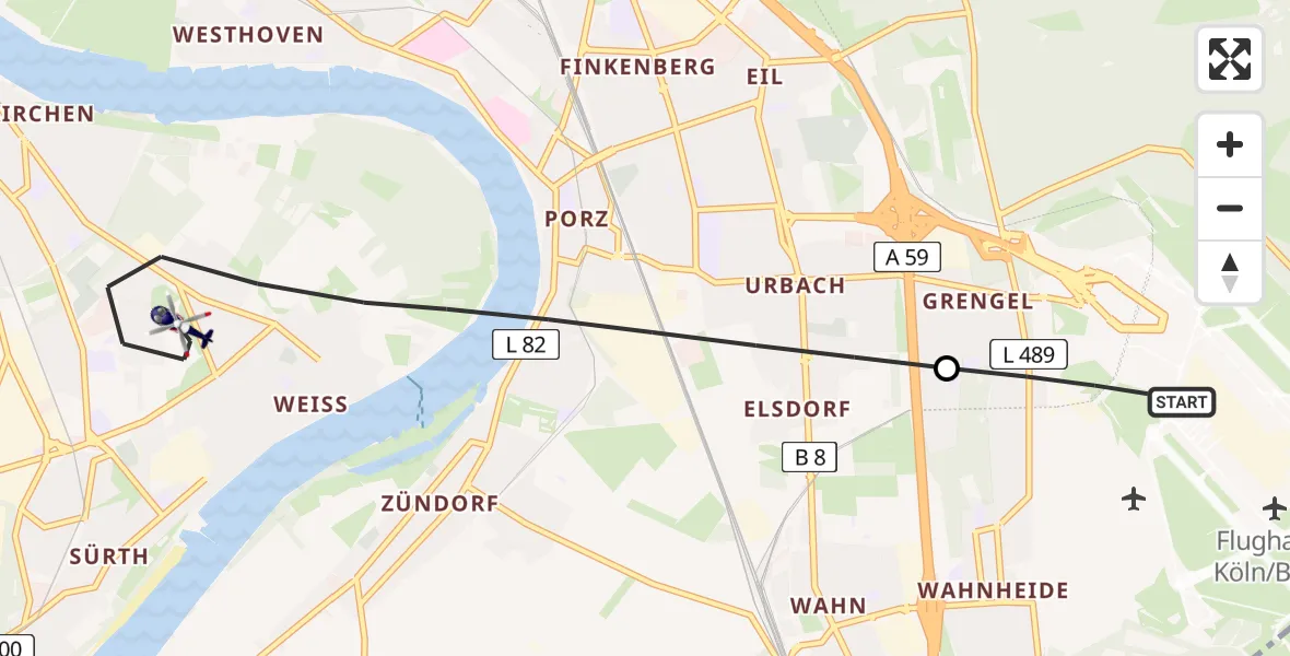 Flugroute Polizeihubschrauber Köln Bonn Flughafen - Köln, 04 Juli 2026, 10:30