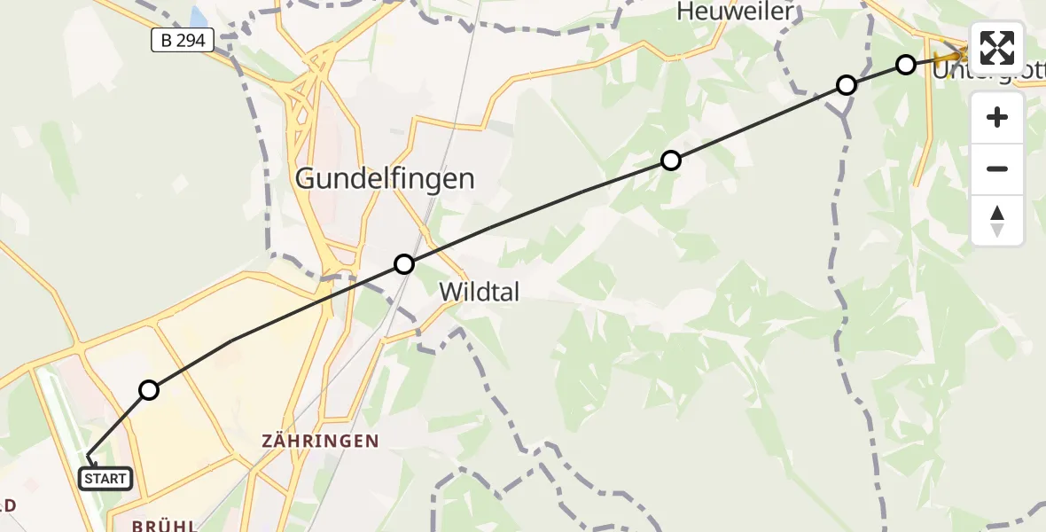 Flugroute Rettungshubschrauber Freiburg im Breisgau Flugplatz - Glottertal, 04 Juli 2026, 11:18