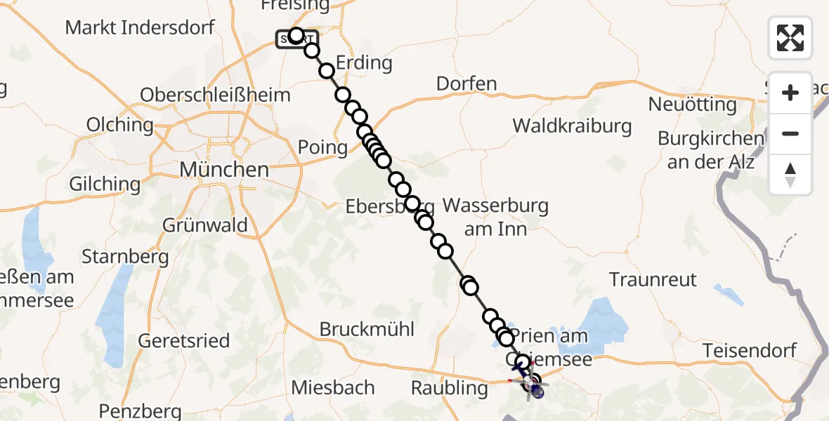 Flugroute Polizeihubschrauber München Flughafen - Frasdorf, 04 Juli 2026, 11:42