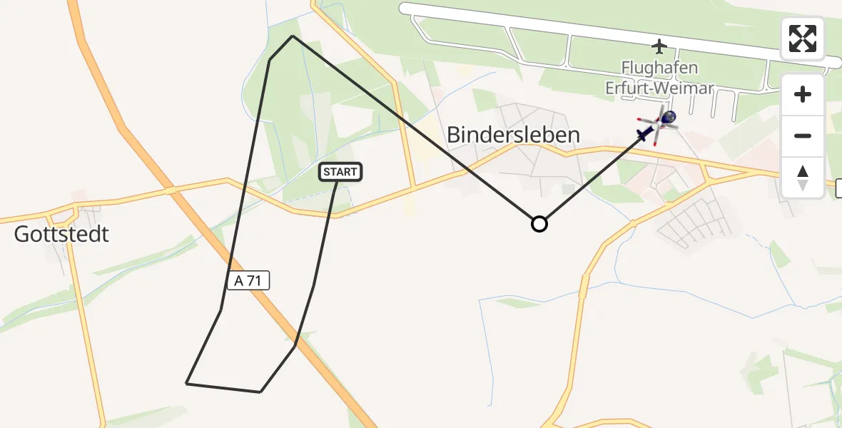 Flugroute Polizeihubschrauber Erfurt - Erfurt-Weimar Flughafen, 04 Juli 2026, 12:09