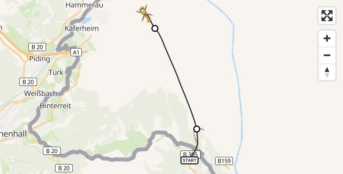 Flugroute Rettungshubschrauber Schellenberger Forst - Salzburg Airport, 04 Juli 2026, 12:27