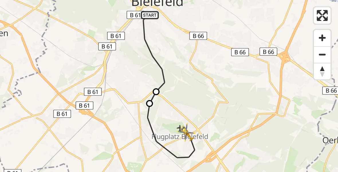 Flugroute Rettungshubschrauber Bielefeld - Bielefeld, 04 Juli 2026, 13:29