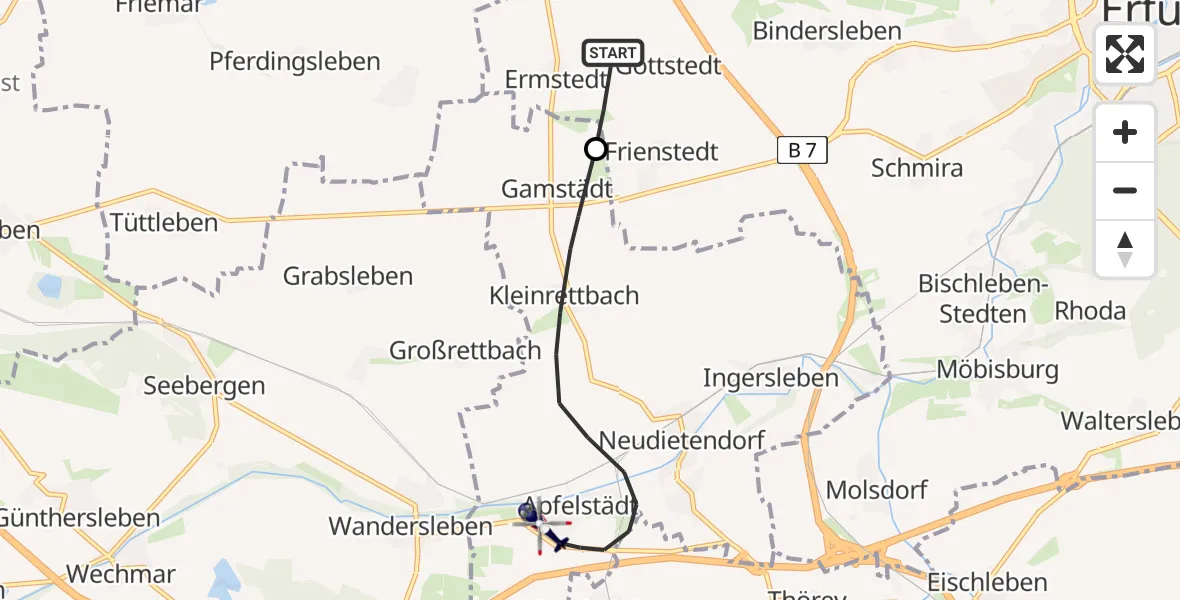 Flugroute Polizeihubschrauber Erfurt - Nesse-Apfelstädt, 04 Juli 2026, 13:41