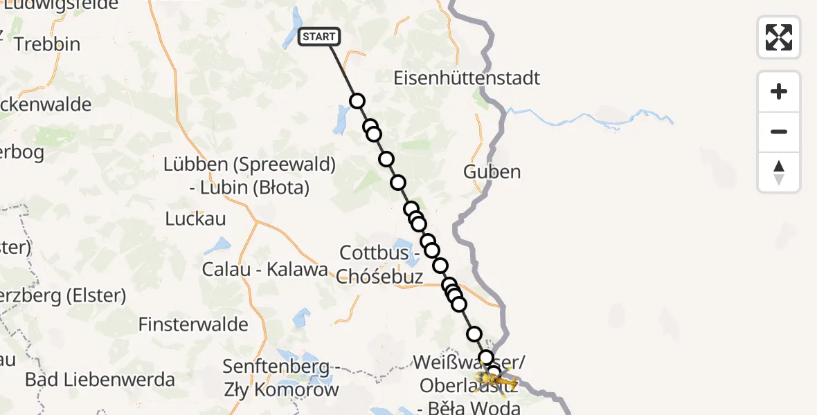 Flugroute Rettungshubschrauber Rietz-Neuendorf - Krauschwitz i.d.O.L., 04 Juli 2026, 14:13