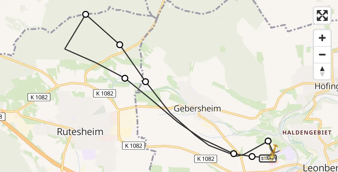 Flugroute Rettungshubschrauber Leonberg Hospital - Leonberg Hospital, 04 Juli 2026, 15:57