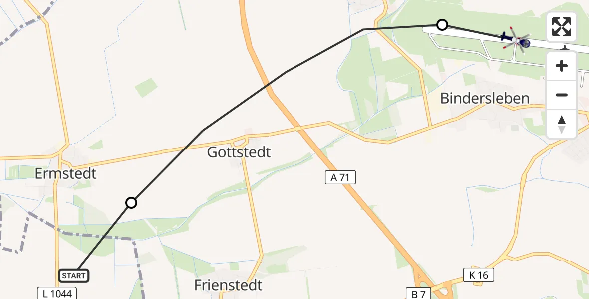 Flugroute Polizeihubschrauber Nesse-Apfelstädt - Erfurt-Weimar Flughafen, 04 Juli 2026, 16:38