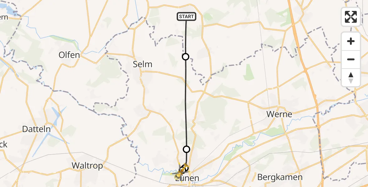 Flugroute Rettungshubschrauber Nordkirchen - Sankt Marien Hospital, 04 Juli 2026, 19:35