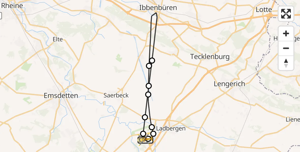 Flugroute Ambulanzhubschrauber Christoph  Westfalen-ADAC - Christoph  Westfalen-ADAC, 04 Juli 2026, 20:26